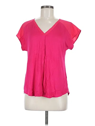 Pre-owned Adrienne Vittadini Short Sleeve Blouse In Pink
