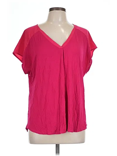 Pre-owned Adrienne Vittadini Short Sleeve Blouse In Pink