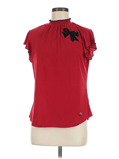 Pre-owned Adrienne Vittadini Short Sleeve Blouse In Red