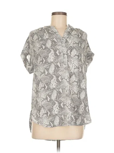 Pre-owned Adrienne Vittadini Short Sleeve Blouse In Silver