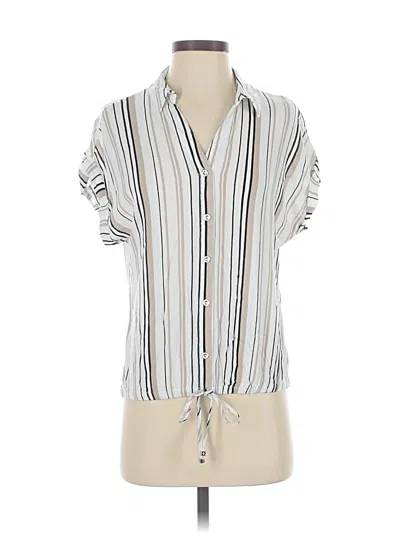 Pre-owned Adrienne Vittadini Short Sleeve Blouse In Silver