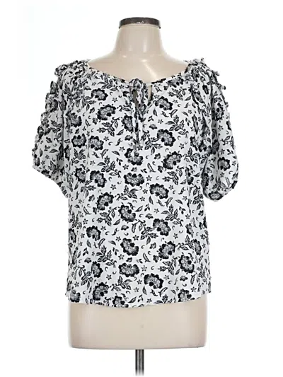 Pre-owned Adrienne Vittadini Short Sleeve Blouse In Silver
