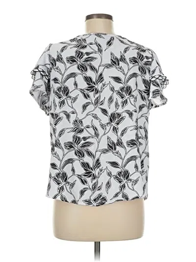 Pre-owned Adrienne Vittadini Short Sleeve Blouse In Silver