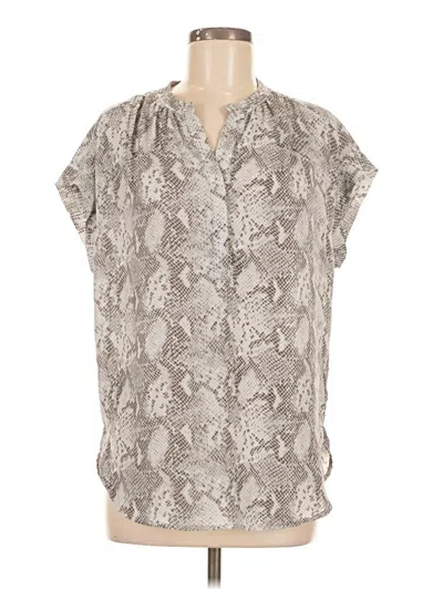 Pre-owned Adrienne Vittadini Short Sleeve Blouse In Silver