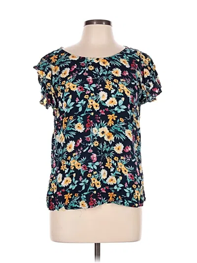 Pre-owned Adrienne Vittadini Short Sleeve Blouse In Teal