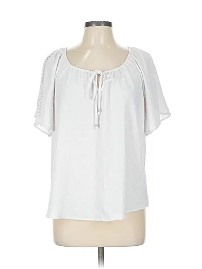 Pre-owned Adrienne Vittadini Short Sleeve Blouse In White