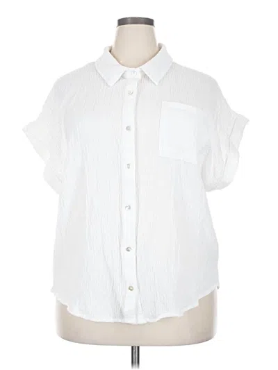 Pre-owned Adrienne Vittadini Short Sleeve Blouse In White