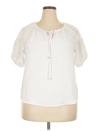 Pre-owned Adrienne Vittadini Short Sleeve Blouse In White