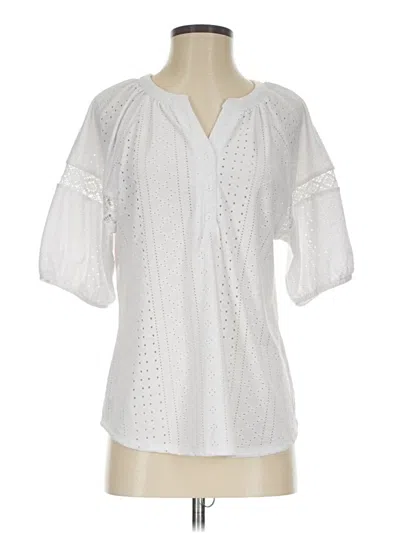 Pre-owned Adrienne Vittadini Short Sleeve Blouse In White