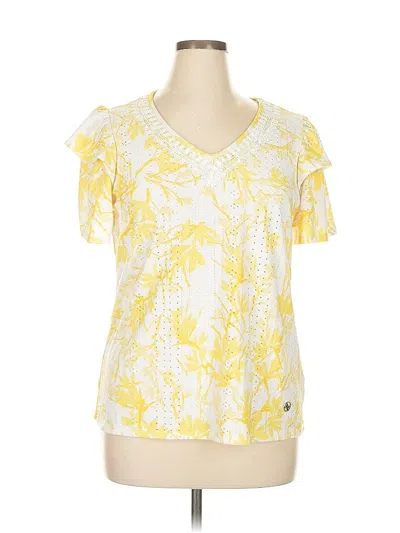 Pre-owned Adrienne Vittadini Short Sleeve Blouse In Yellow