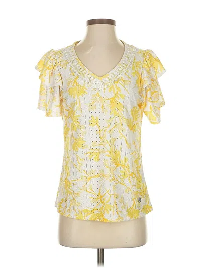 Pre-owned Adrienne Vittadini Short Sleeve Blouse In Yellow