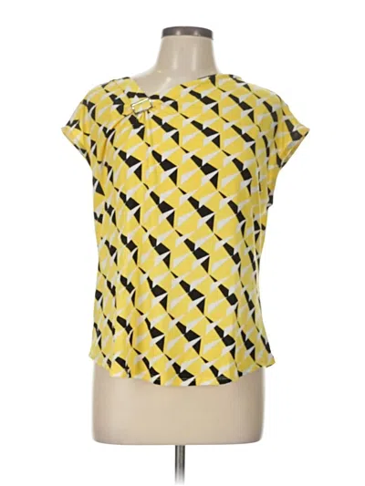 Pre-owned Adrienne Vittadini Short Sleeve Blouse In Yellow