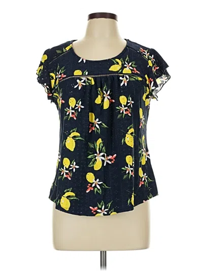 Pre-owned Adrienne Vittadini Short Sleeve Blouse In Yellow