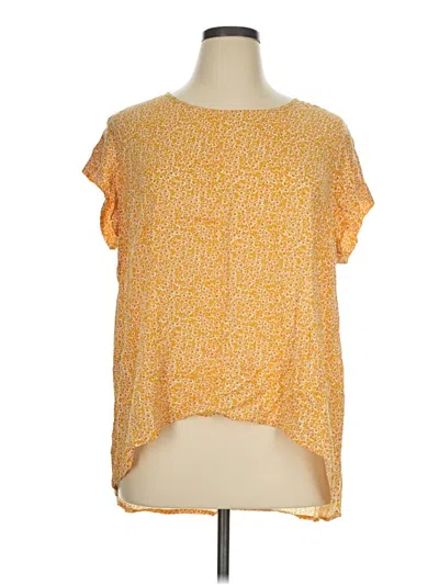 Pre-owned Adrienne Vittadini Short Sleeve Blouse In Yellow