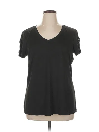 Pre-owned Adrienne Vittadini Short Sleeve Top Black Cold Shoulder Neckline Tops