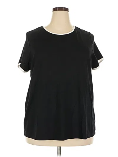 Pre-owned Adrienne Vittadini Short Sleeve Top Black Crew Neck Tops