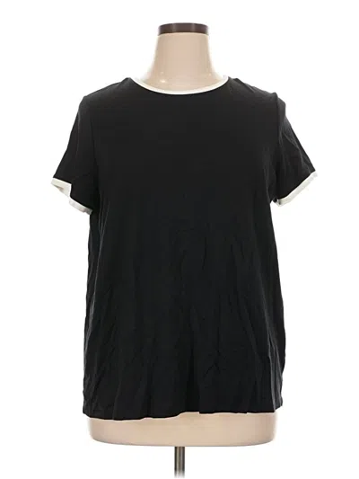 Pre-owned Adrienne Vittadini Short Sleeve Top Black Crew Neck Tops