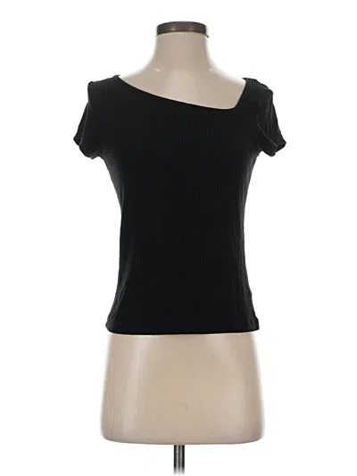 Pre-owned Adrienne Vittadini Short Sleeve Top Black Sweetheart Neckline Tops