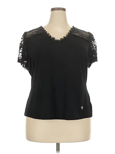 Pre-owned Adrienne Vittadini Short Sleeve Top Black Sweetheart Neckline Tops