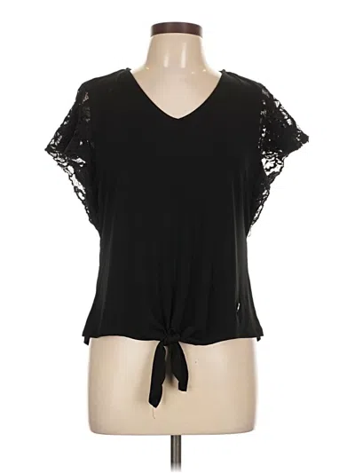 Pre-owned Adrienne Vittadini Short Sleeve Top Black V Neck Tops