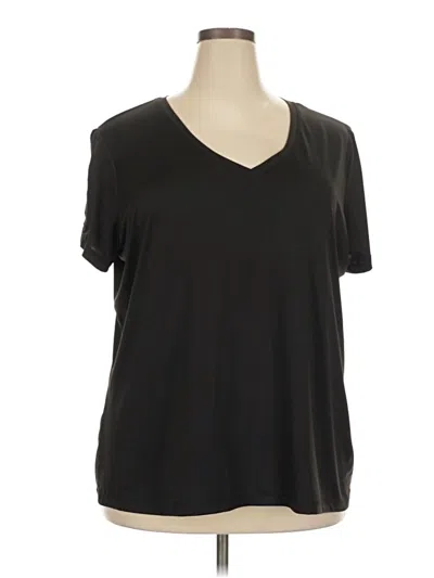 Pre-owned Adrienne Vittadini Short Sleeve Top Black V-neck Tops