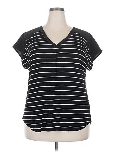 Pre-owned Adrienne Vittadini Short Sleeve Top Black V-neck Tops