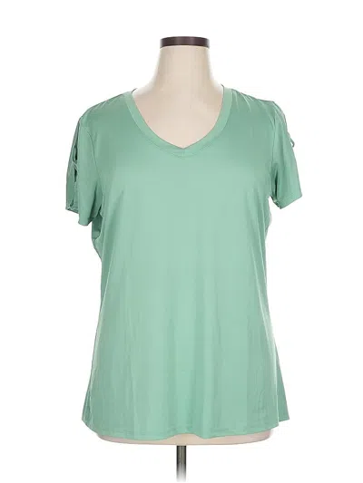 Pre-owned Adrienne Vittadini Short Sleeve Top Green Cold Shoulder Neckline Tops