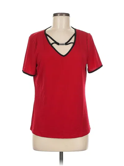 Pre-owned Adrienne Vittadini Short Sleeve Top Red V-neck Tops