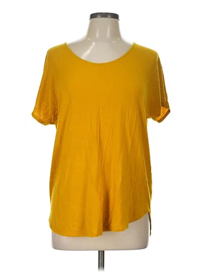 Pre-owned Adrienne Vittadini Short Sleeve Top Yellow Scoop Neck Tops