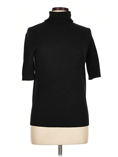 Pre-owned Adrienne Vittadini Short Sleeve Turtleneck In Black