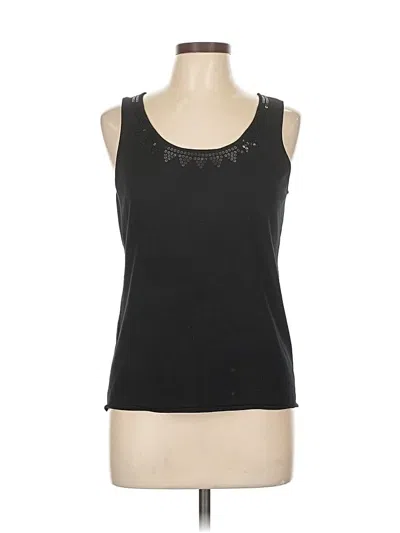Pre-owned Adrienne Vittadini Sleeveless Top Black Scoop Neck Tops