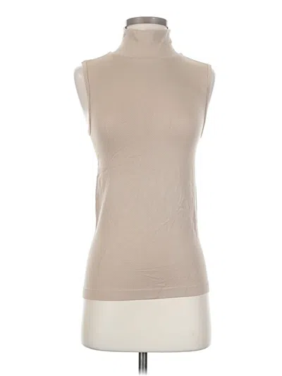 Pre-owned Adrienne Vittadini Sleeveless Top Tan High Neck Tops
