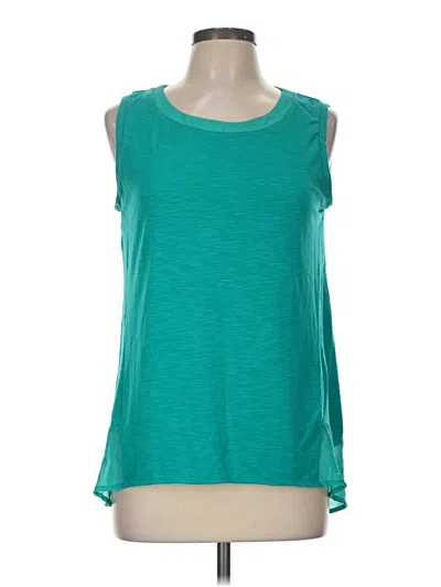 Pre-owned Adrienne Vittadini Sleeveless Top Teal Scoop Neck Tops In Blue