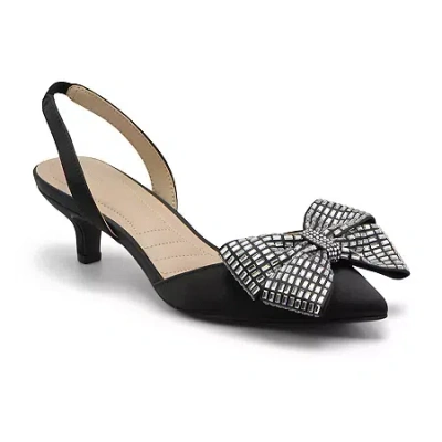 Adrienne Vittadini Soroya Womens Pointed Closed Toe Kitten Heel Pumps In Black