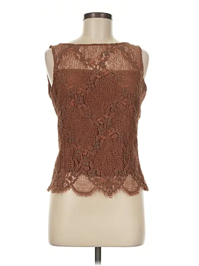 Pre-owned Adrienne Vittadini Tank Top Brown Strapless Neckline Tops