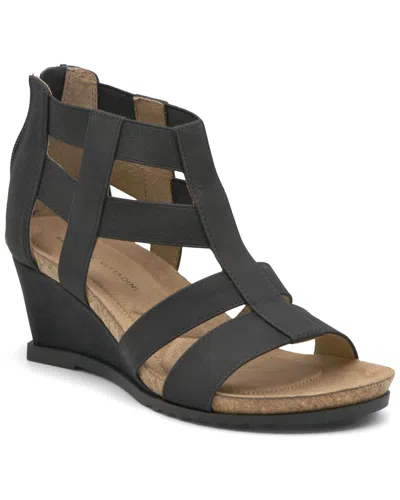 Adrienne Vittadini Tariana Wedge Sandal In Black Suede