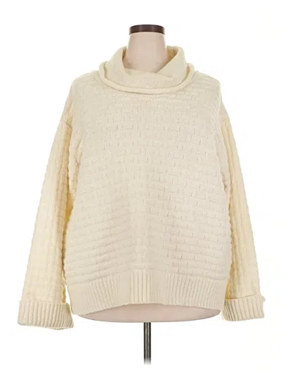 Pre-owned Adrienne Vittadini Turtleneck Sweater In White
