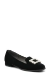 Adrienne Vittadini Vickee Embellished Velvet Loafer In Black