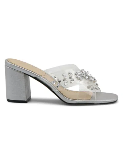 Adrienne Vittadini Women's Avenue Block Heel Sandals In Silver