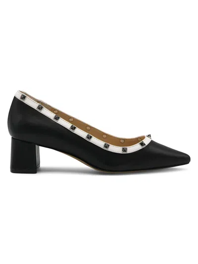 Adrienne Vittadini Women's Sage Studded Block Heel Pumps In Black