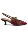 Adrienne Vittadini Women's Scooter Kitten Heel Plaid Pumps In Red Multi