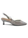 Adrienne Vittadini Piperrs Crystal Kitten Heel Slingback Pump In Silver