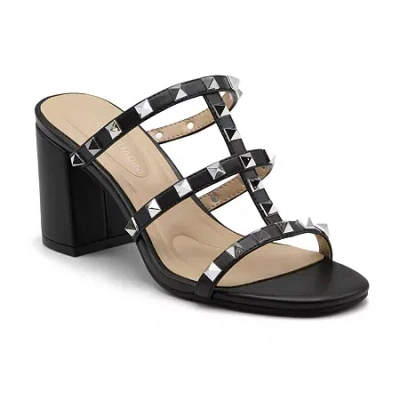Adrienne Vittadini Womens Block Heel Heeled Sandals In Black