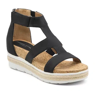 Adrienne Vittadini Womens Carlos Wedge Sandals In Black