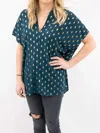 Adrienne V-neck Top In Teal/gold In Transparent