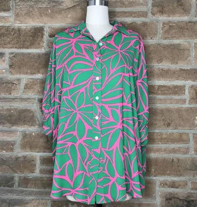Adrienne Women's Josie Oversized Blouse In Green Oasis