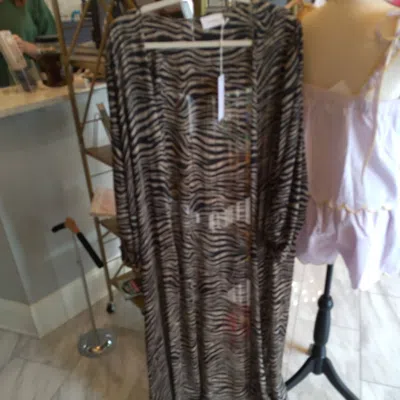 Adrienne Women's Long Duster In Black Tiger In Animal Print