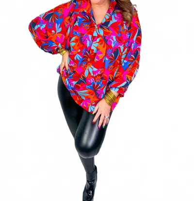 Adrienne Women's Morgan Floral Top In Go Red In Multi