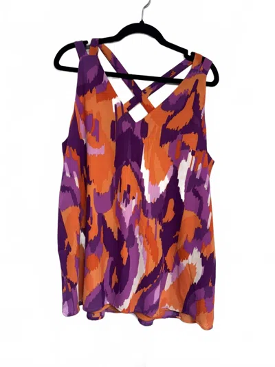 Adrienne Women's V Neck Tank Top In Orange, Purple, White