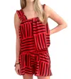 Adrienne Zoey Ruffle Shirred Swing Tank In Natty Champs In Multi